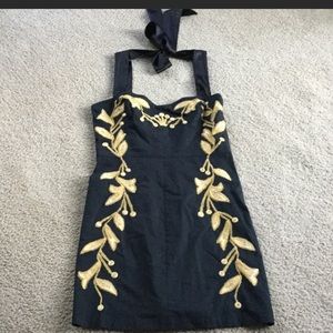 Free people black gold dress metallic 6